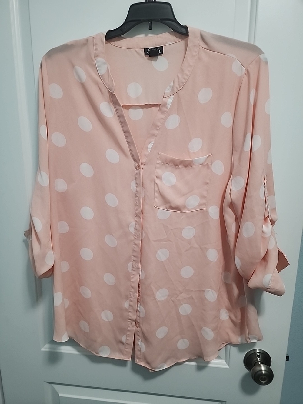 Simply Vera Vera Wang Pink Polka Dot Button-Down Blouse